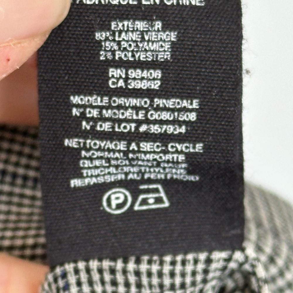 Theory Orvinio Pinedale Grey Glen Plaid Wool Blend Blouse Size P EUC - Picture 7 of 8